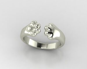 Cat's Hands Ring 3D Model silver