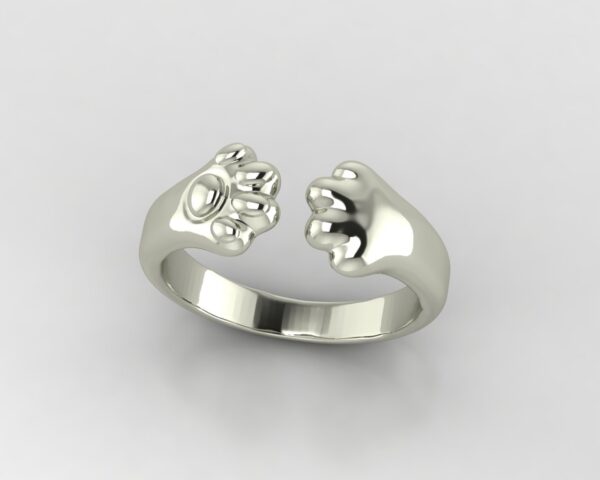 Cat's Hands Ring 3D Model silver