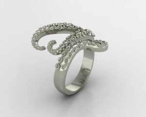 Octopus Ring 3D Model silver
