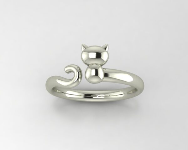 Cat Ring 3D Model silver