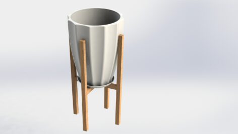 Flower Pot and Plant Stand 3D Model Image