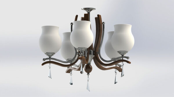 5 Branches Chandelier 3D Model Image 10