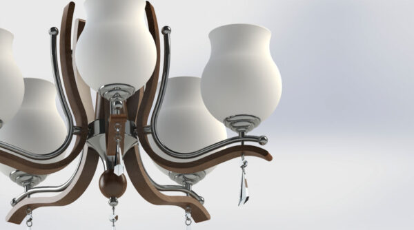 5 Branches Chandelier 3D Model Image 6