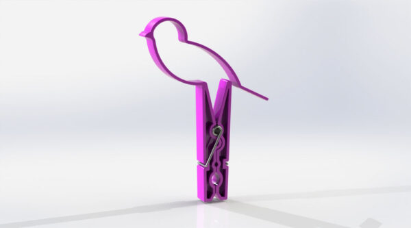 Bird Clothespin 3D Model image 2