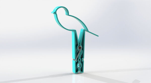 Bird Clothespin 3D Model image 3