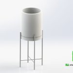 Flower Pot and Metal Stand 3D Model Image