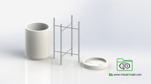 Flower Pot and Metal Stand 3D Model Image 2