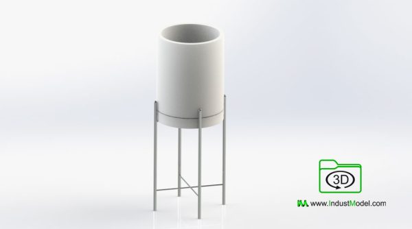 Flower Pot and Metal Stand 3D Model Image