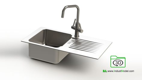 Modern Kitchen Sink and Faucet 3D Model