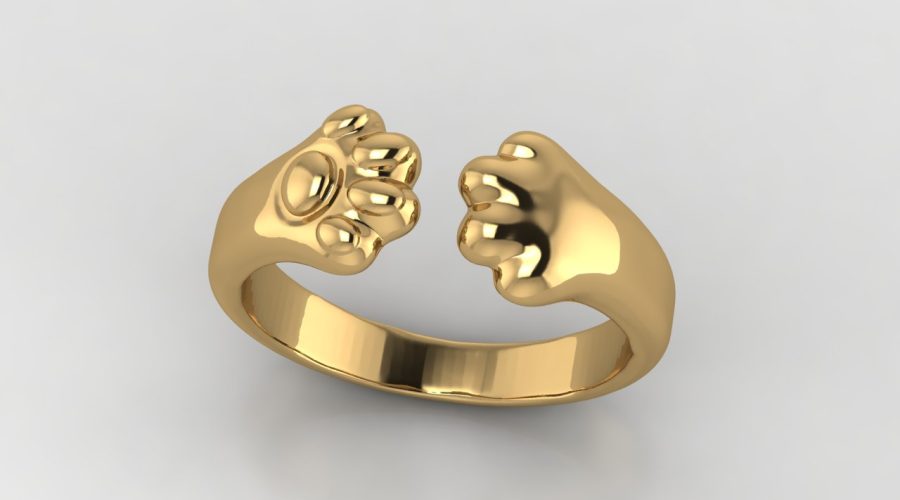 Cat's Hands Ring 3D Model