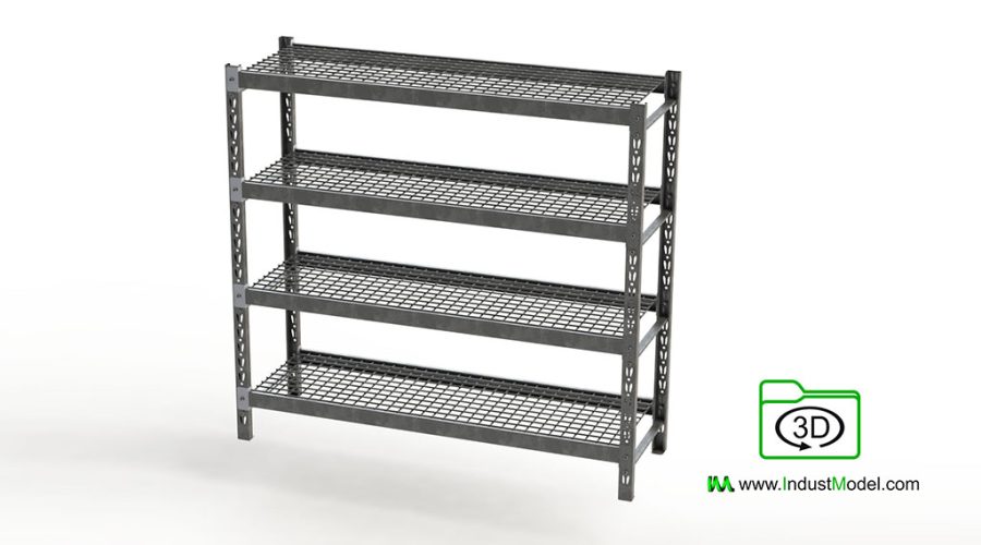 Metal shelving unit 3D Model