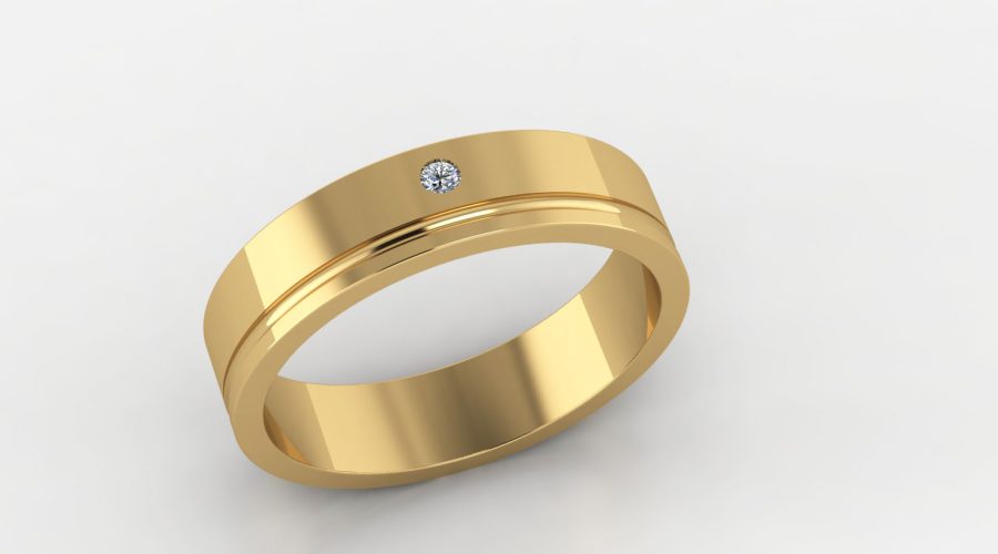 Point Solitaire Ring 3D Model Gold